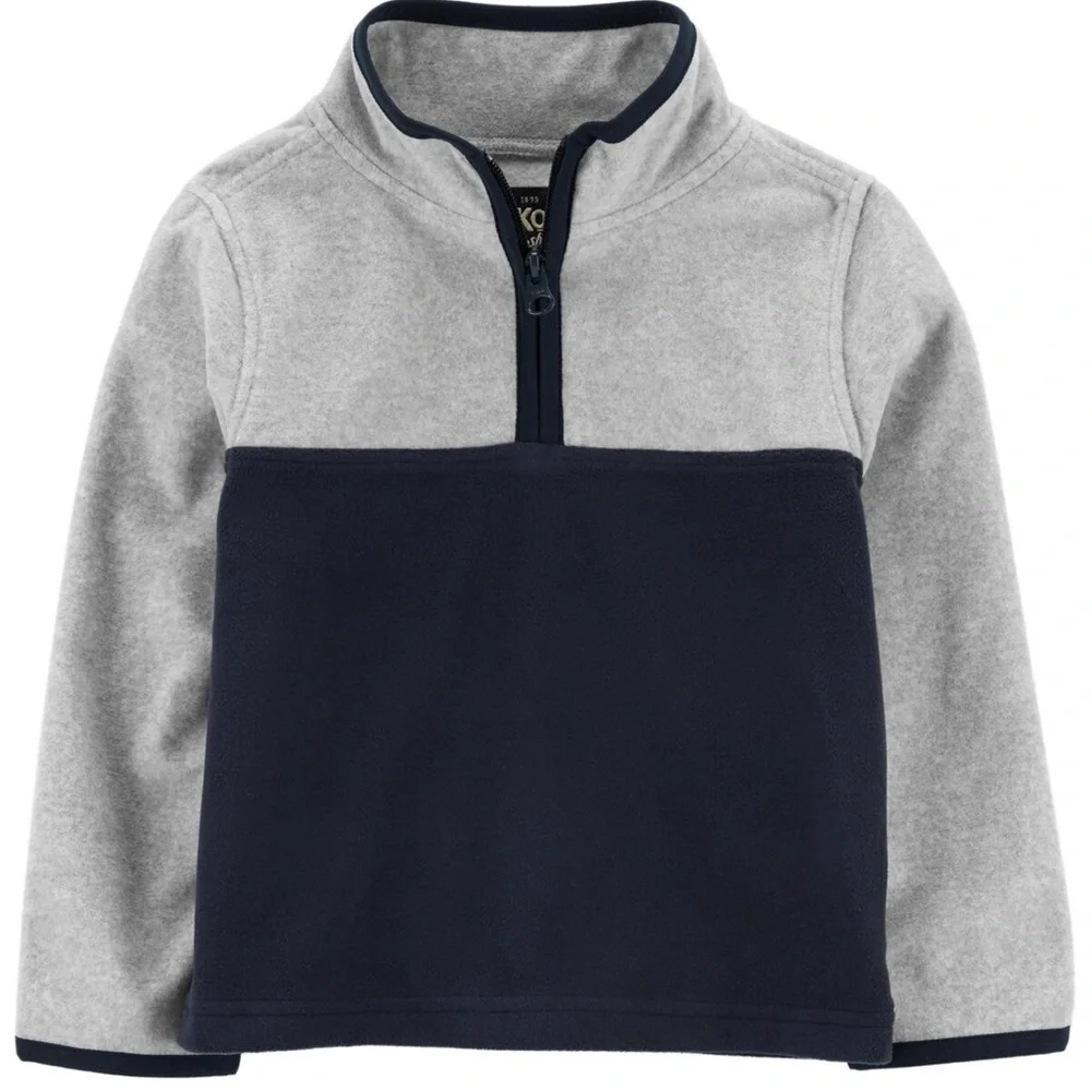 NWOT OshKosh B’gosh Navy Gray Colorblock Microfleece 1/4 Zip | 3T